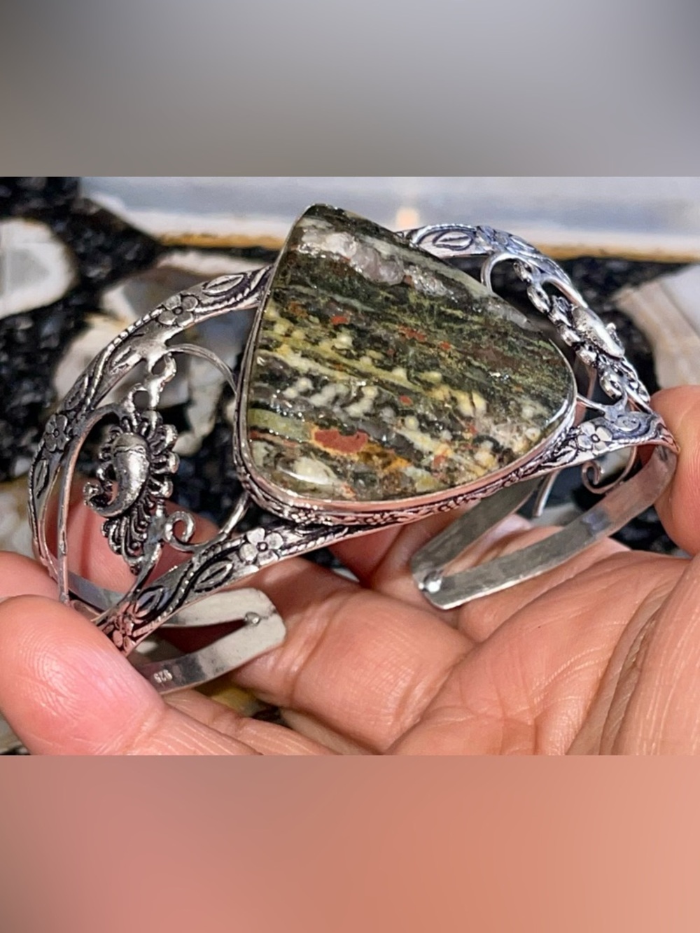 Ocean Jasper Crystal Bracelet - Cuff One Size